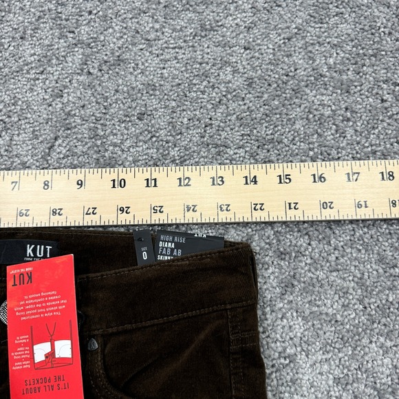 Kut from the Kloth Pants Womens 0 Brown Corduroy High Rise Diana Skinny Fab Ab - Picture 3 of 10